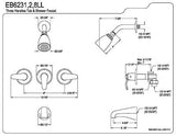 Elements of Design EB6231LL Legacy Three Handle Tub & Shower Faucet, 5" Spout...