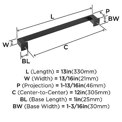 Amerock BP54030FB | Matte Black Appliance Pull | 12 inch (305mm) Center-to-Ce...