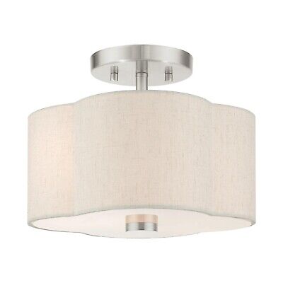 Livex Lighting 2 Light Brushed Nickel Semi Flush 11 x 11 x 8.5