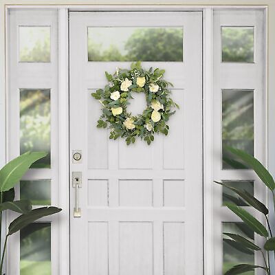 Puleo International 30" Artificial Eucalyptus Floral Spring Door Wreath, Gree...