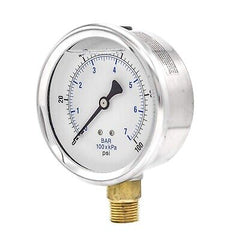 PIC Gauge 201L-402E 4" Dial, 0/100 psi Range, 1/2" Male NPT Connection Size, ...