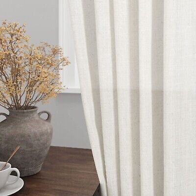 132 inch Curtains Extra Long 2 Panels Set Back Tab Neutral Farmhouse Drapes L...