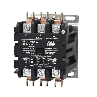 SUNLEE 60 Amp 75 RES 3 Pole 120v coil SunLee DP Contactor A2L Compliant UL Re...