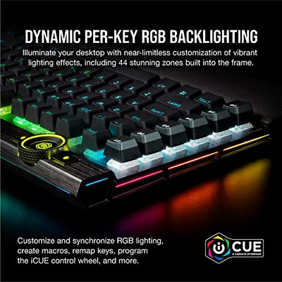 Corsair K100 RGB Optical-Mechanical Wired Gaming OPX- Optical Switch, Black