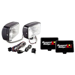 Rugged Ridge Light Kit | 5" x 7", Black, Steel Housing, 2-Piece | 15207.55 | ...