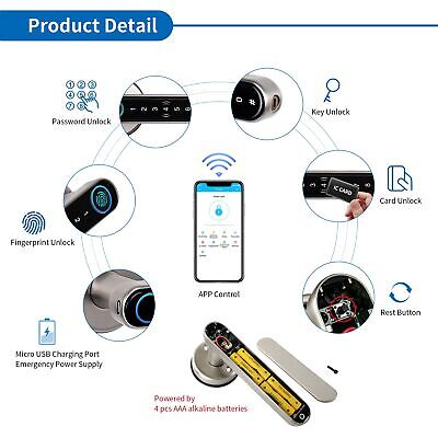 Smart Lock,CATCHFACE Fingerprint Door Lock Keyless Entry Door Lock Biometric ...