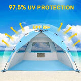 G4Free Deluxe XL Pop Up Beach Tent, 3-4 Persons Easy Setup Sun Shelter Canopy...