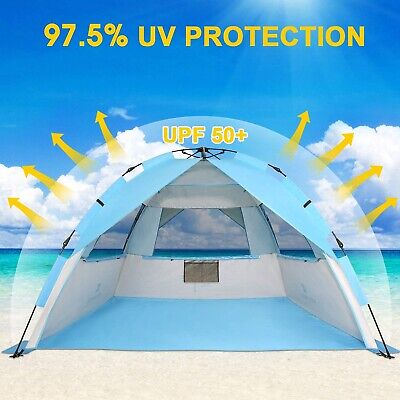 G4Free Deluxe XL Pop Up Beach Tent, 3-4 Persons Easy Setup Sun Shelter Canopy...