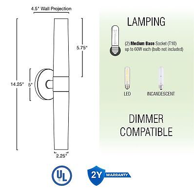 Kira Home Duo 14" Modern Wall Sconce with Frosted Glass Shades, for Bathroom/...