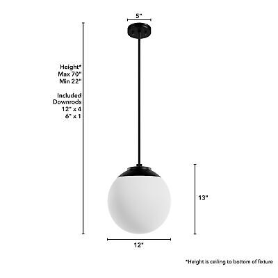 Hunter Fan Company 19849 Hepburn Pendant Light, 12 inches, Matte Black