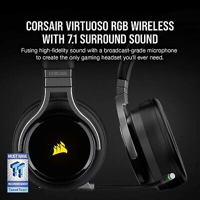 Corsair Virtuoso RGB Wireless Gaming Headset with 7.1 Surround Sound, Broadca...