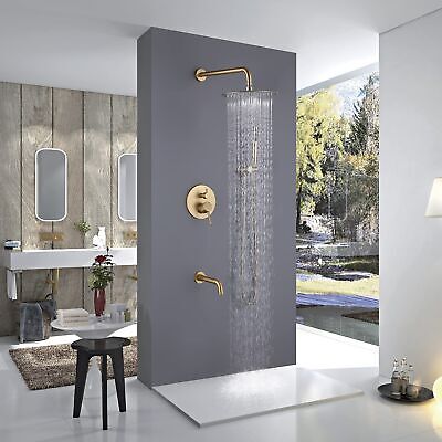 RBROHANT Shower System with Tub Spout and Handheld Brushed Gold Bathtub Showe...