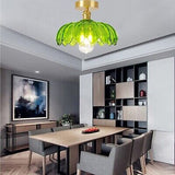 Glass Ceiling Light Modern Brass Ceiling Pendant Light Fixtures with Green Gl...