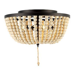 JONATHAN Y JYL9019B Allison 15" Wood Beaded/Metal LED Flush Mount, Contempora...