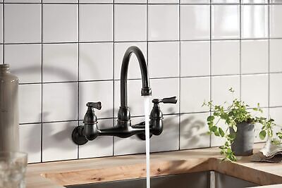 Peerless P2765LF-OB Elmhurst Two-Handle Kitchen Faucet Wall-Mount, Oil-Rubbed...