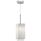 Mini Crystal Chandelier 1 Light Modern Hanging Light Fixture Small Cuboid Chr...