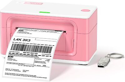 MUNBYN Pink Shipping Label Printer, [Upgraded 2.0] USB Printer