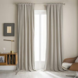 Extra Long Velvet Curtains 120 Inches Long 10 FT 2 Panels - Taupe Room Darken...