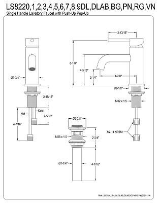 Kingston Brass LS8226DL Concord Bathroom Faucet, Naples Bronze, 2.13 x 4.88 x...