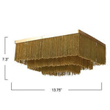 Creative Co-Op EC0917 13.75" Square Fringe Light Fixture Semi-Flush Mount, Gold