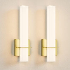 Gold LED Wall Sconces Set of Two,18W 3000K Dimmable Wall Light with Acrylic L...