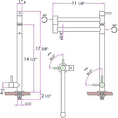 ALFI brand AB5018-PSS Pot Filler, 20"L x 15"H, Polished Stainless Steel