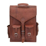 Shy Shy Let&#8217;s Touch The Sky 18 inch Brown Premium Leather Laptop Backpack