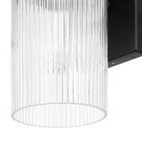 Globe Electric 60000027 1-Light Outdoor Wall Sconce, Matte Black, Ribbed Glas...