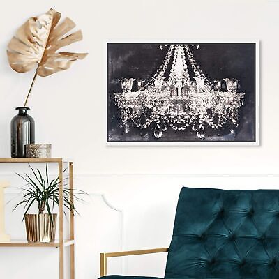 The Oliver Gal Artist Co. Modern 15 in x 10 in, Glam Crystal Chandelier, Canv...