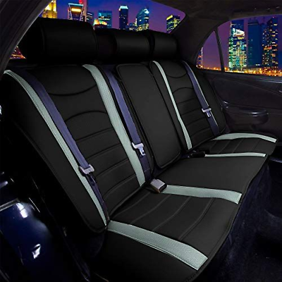 FH Group Car Seat Covers Front Set Faux Leather Black -