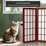 2 ft. Short Desktop Window Pane Shoji Screen - Rosewood - 6 Panels 6 Panel