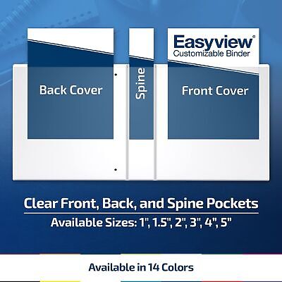 EasyView Premium 2-Inch Binders with Clear-View Covers 3-Ring Binders for Sch...