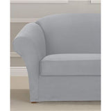 SureFit Ultimate Stretch Suede 3 Piece Box Sofa Slipcover in Light Gray