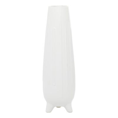 CosmoLiving by Cosmopolitan Ceramic Vase with Feet, 6" x 6" x 20", White