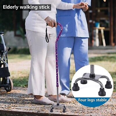 Walking Cane for Women & Men, Folding Offset Quad Cane with 4 Pronged Base fo...