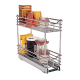 Household Essentials Narrow Sliding Cabinet Organizer, Two Tier 7", Chrome