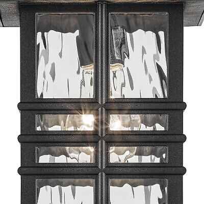 KICHLER Beacon Square 12" 1-Light Outdoor Wall Light with Clear Hammered Glas...