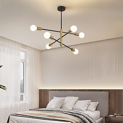 Semi Flush Mount 6-Light Ceiling Light Industrial Sputnik Chandelier, Height ...