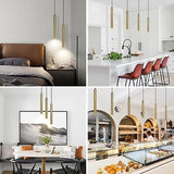 Modern Bronze Pendant Lights, LED Minimalist Pendant Lighting Fixture, Strip ...