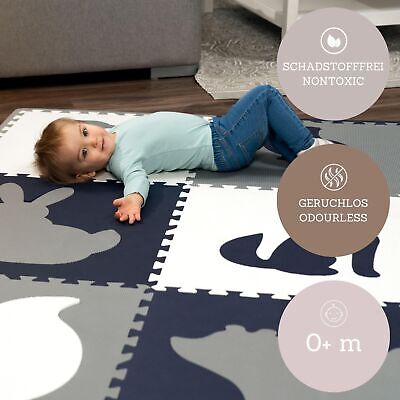 Stylish Baby Play Mat 72x72 Inches - 9 XXL Foam Floor Tiles with Forest Desig...