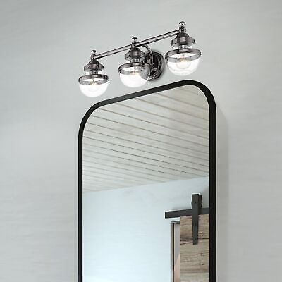 Livex Lighting 3 Light Polished Black Chrome Bath Vanity,17413-46 24"W x 8.25"H