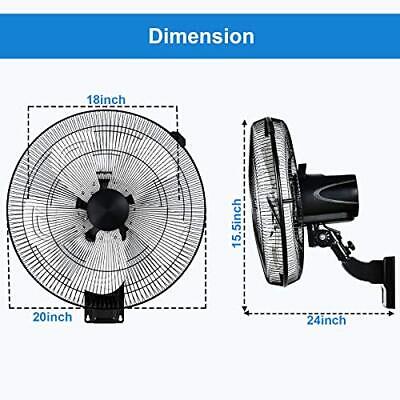 Simple Deluxe 18 Inch Household Commercial Wall Mount Fan, 90 18 Inch, Black