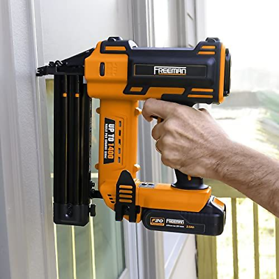 Freeman PE20VBR50 20 Volt Cordless 18-Gauge 2" Brad Nailer Kit with Orange