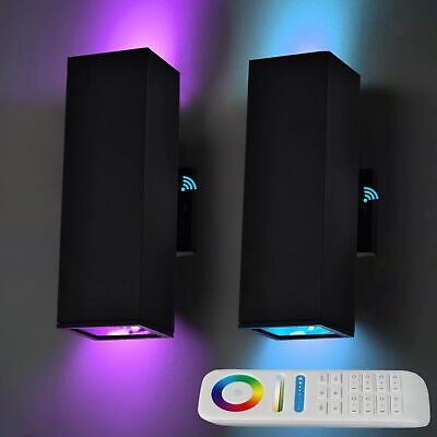 Up and Down Lights Outdoor Wall Lights, RGB LED Dusk to Dawn Outdoor Lighting...