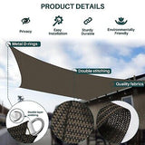 Sun Shade Sail 16'x20' Rectangle Brown Permeable Curved Edge Canopy Heavy Dut...