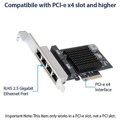 IO CREST Quad 2.5 Gigabit Ethernet PCI Express PCI-E Network Interface Card 1...