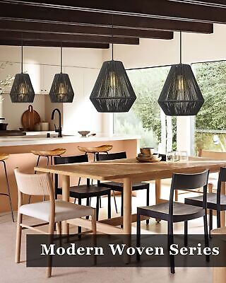 ELYONA Modern Woven Pendant Light Fixtures 11.8" Farmhouse Coastal Hanging La...