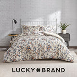 Lucky Brand Garden Floral Bouquet King Microfiber Comforter Set with Sham - 3...