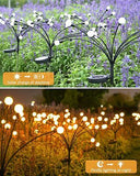 Solar Powered LED Firefly Garden Lights, Swaying Solar Garden Lights with 2 L...