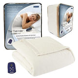 Thermee Micro Flannel Full-Size Heated Electric Blanket with Sherpa, Machine ...